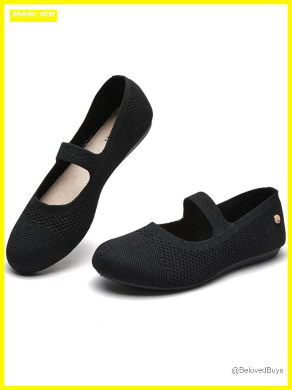 Women's Knit Ballet Flats Slip On Memory Foam Cushioned Walking Shoes